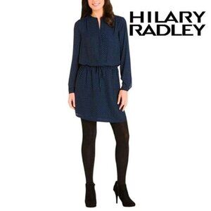 Hilary Radley Women Tunic Dress V-Neck Printed Long sleeves Short Dress‎